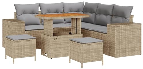 vidaXL Trädgårdsoffset 8 st 7-Antal sittplatser Beige och Ljusgrå