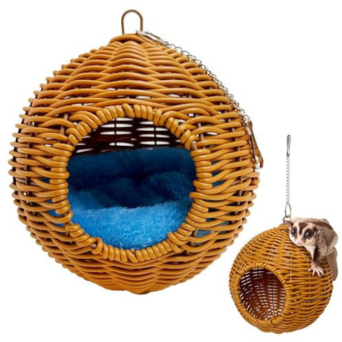 BNOSDM Sugar Glider Pouch, Pet Glider Cage Sleep Bag Squirrels Playing Hideout Hanging Hammock with Warm Cotton Pad Small Animal Cage Accessories for Marmosets Hamsters