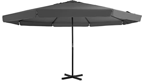 Ombrellone da Giardino 5m, Palo in Alluminio Antracite con Manovella, Tessuto Poliestere UV 50+, per Piscina Spiaggia Balcone, Diametro 300 cm