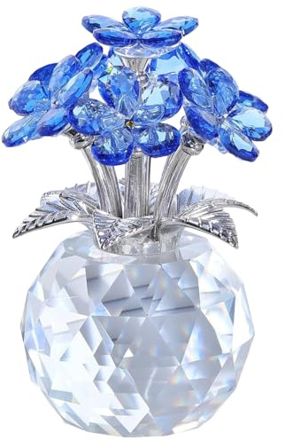 Muzrunq Vergissmeinnicht-Blumen, Blaue Kristallblumen, Kristallornamente für Tischdekorationen zu Hause oder im Büro, 10, 9 x 7, 1 cm, Vergissmeinnicht, Blumen, Kristallblumen, Glasblumen …