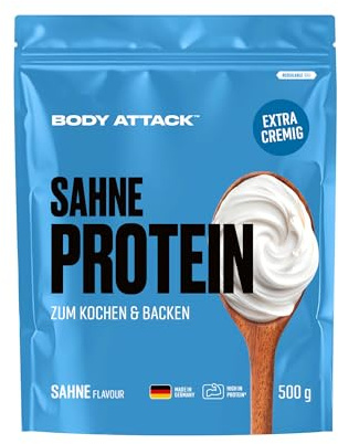 Body Attack Sahne Protein 500 g | Protein Sahne Alternative zum Backen & Kochen, für Saucen & Desserts, Whey & Casein Protein mit Laktase, ohne Zuckerzusatz