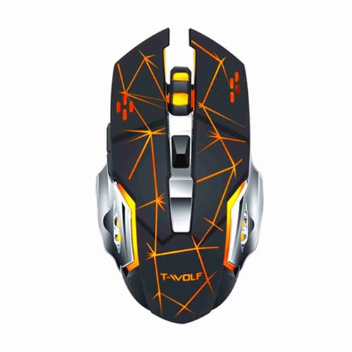 YUEHISY Trådlös Mus för Spel och Arbete, Uppladdningsbar Ergonomisk Tyst Mus, 6 Knappar med 2400 DPI Justerbar, för Bärbar Dator (BLACK #3E)