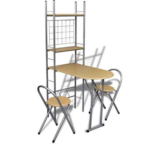 Mokuyary Frühstückstisch einklappbarer Küchentisch mit 2 Stühlen Gartenmöbel Bistro Set, Sitzgruppe mit Stühlen und Tisch, Balkonmöbel Outdoor Möbelset für Terrasse, Garten, Balkon