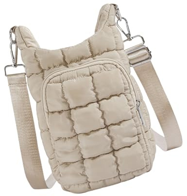 Greabuy Vikbar termisk vattenflaska skydd flera bäralternativ för hand axel crossbody användning isolerad nylon vattentålig termisk täckning, BEIgE