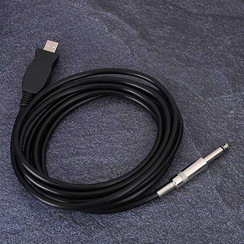 QCSTORE Câble USB pour Guitare Portable, Connexion Plug and Play, Performances Stables pour Guitaristes, Plastique Noir (3 mètres)