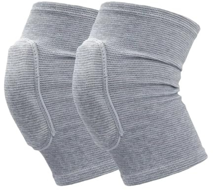 SparklWLeaf Sportkniebandage Sport-Kompressions-Knieschoner, elastischer Knieschutz, verdickter Schwamm, Knieorthese for das Tanztraining für Basketball Tennis Yoga Gartenarbeit(Light Grey,M)