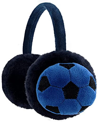 YJZQ Kids Earmuffs Football Pattern Ear Warmers Winter Warm Soccer Design Earmuffs Plush Cartoon Children's Earmuffs Fluffy Faux Fur Ear Warmers Protection Xmas Birthday Gifts