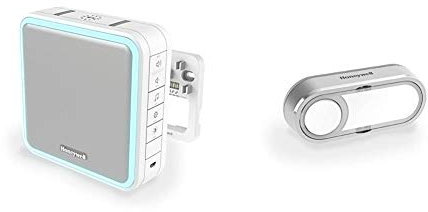 Honeywell Home DW915S Serie 9 Tragbar, verdrahteter oder Funk-LED-Gong (weiß) & Funk-Klingeltaster mit Namensschild und LED-Funktionsanzeige, grau, DCP511G