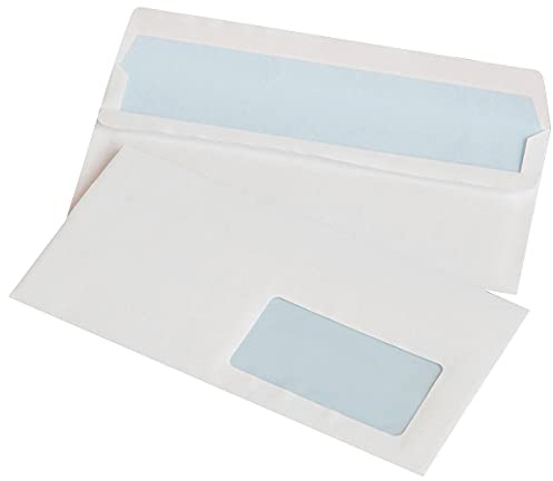 OFFICE PRODUCTS Selbstklebende Briefumschläge SK DL 110 x 220 mm 75gsm / Briefumschlag 1000 Stück Mit Fenster Rechts 45 x 90 mm Weiß