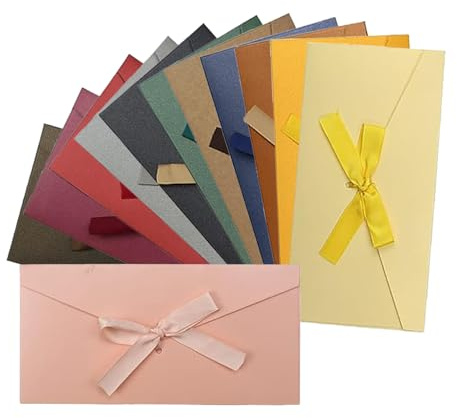wocpvm 12 Farbiger Briefumschläge Farbige Kraftpapier Umschläge mit Bändern | Perfekt für Weihnachten,Thanksgiving,Hochzeit,Geburtstagsfeier
