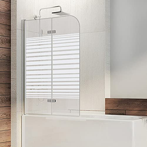IMPTS 100x140cm Badewannen-Aufsatz teilsatiniert Duschwand für Badewanne faltbar 180°Faltwand 6mm ESG-Sicherheitsglas Duschabtrennung | LINKS