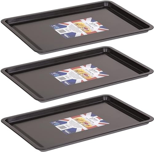 Set di 3 teglie da forno antiaderenti, 32 cm, resistenti, facili da pulire, lavabili in lavastoviglie BLUES