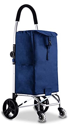 TOMYEUS Carrello Spesa Carrello Pieghevole Jumbo Carrello Portatile for generi Alimentari Scala Leggera Arrampicata Ruota Girevole rotabile Borsa Rimovibile Carrello Portaspesa (Color : 4 Wheel B)