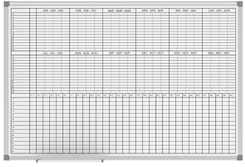 MAUL Monats-/Jahresplaner MAULstandard, Whiteboard magnethaftend + beschreibbar, mit Druck Wochen/Monate und Tageseinteilung, 60 x 90 cm