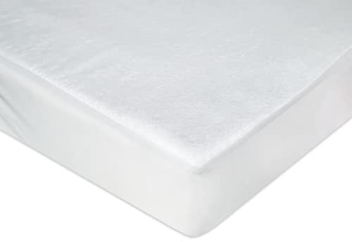Next To Me Crib 100% Waterproof Mattress Protector | Non-Noisy & Non-Allergenic Fitted Sheet | Soft and Super Absorbent, 145 GSM Terry Towelling Fabric (White, 83-85 x 50-51 cm)