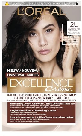L'Oréal Paris Excellence Universal Nudes 2U – universal mycket mörkbrun – permanent hårfärg