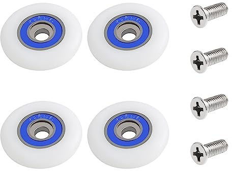 Qikuver 29mm Duschtürrollen, 4 Stück Duschtürrollen Duschkabine Rollen, Ersatzteile Duschkabinen Duschtür Schiebetür Ersatzrollen für Duschkabinentür, Obere und Untere Ersatzteile (29MM)