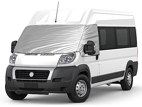 Soekodu Frontscheibe Wrap Cover Ersatz für FIAT Ducato 2006-2022, Auto Windschutzscheiben Abdeckung Ersatz für Peugeot Boxer und Citroën Jumper, 600D Luxus Sonnenschutz Wasserdichtes Schnee-Eisschutz