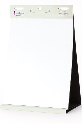 indigo® Tabletop Self-Stick Flipchart Pads – 20 Sheets Per Pad, 70gsm Paper – 58.5 x 50cm – Portable Self-Adhesive Easel Pads for Meetings, Training & Classrooms – Pack of 5