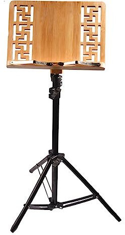 Buhelyc Dual-Use-NotenstäNder aus Holz, Orchesterpult Tragbar mit Tragetasche, HöHenverstellbar, NatüRlicher Bambus, Stabil, NotenstäNder für Gitarre/Violine, Auch Zum Lesen Am Schreibtisch Geeignet