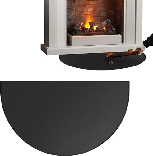 Nizirioo Plaque de Protection Anti-Étincelles pour Poêle à Cheminée, Tapis Ignifuge Semi-Circulaire 50 x 80 cm, Protection de Sol pour Cuisinière
