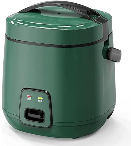 Mini cuociriso elettrico con manico portatile Cuociriso verde retrò completamente automatico con pentola per riso antiaderente rimovibile, 1,8 litri