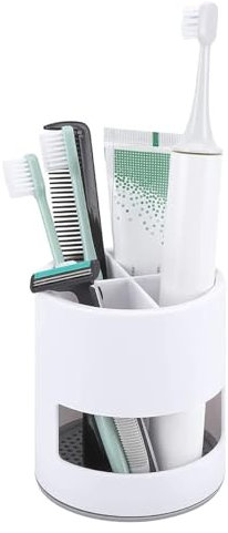 LIDOUK Portaspazzolino bianco, ventilato, antimuffa, resistente, piccolo portaspazzolino per riporre facilmente il bagno