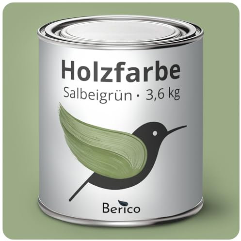 Berico Holzfarbe - Smaragdgrün Jadegrün - 3,6 Kg - 4in1 Premium Holzlack inkl. Grundierung & Decklack - Für Innen und Außen - Robust & Wetterfest