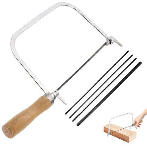 Veemoon Woodworking Coping Saw U-Shaped Fret Saw Mini Hand Saw Coping Frame Small Carving Saw Japanese Hand Saw for Wood Board Plastic and Metal Cutting (With 4Pcs Replacement Blades)