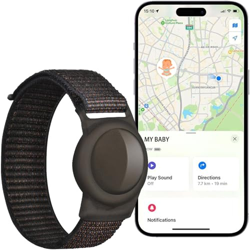 EGLANCLIFM GPS Tracker for Kids (iOS only), Teen, Special Needs, and Elderly - Real-Time Mini Locator Watch Band with No Monthly Fee - Hidden Tracking Device for iOS - Works with Apple Find My