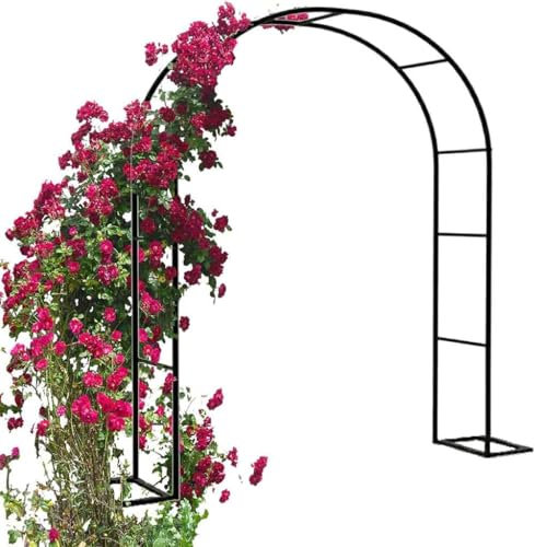 Arco Da Giardino in Metallo,Arco Per Rose Per Piante Rampicanti,Resistente Padiglione Da Giardino,Traliccio,Pergolati Alle Intemperie E Autoportante,Con Base,Facile Da Montare,Nero,W1.4M*H2.3M