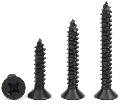Aqxypas M1.7 M2 M2.2 M2.5 M3 Schwarze 304 Edelstahl Kreuzschlitz Flach Senkkopf Holz Schrauben Bolzen(M2x18mm 100pcs)