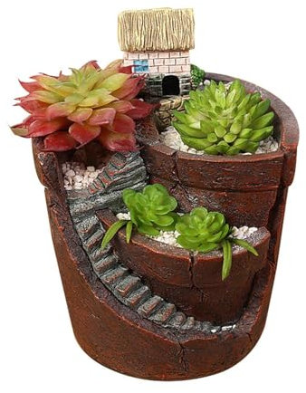 IZXFEKFAZ suckulent blomkruka ornament dekorera trädgård mikrolandskap växt bonsai gör-det-själv harts små ornament blomkrukor
