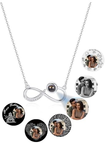 AllerPierce Personalisierte Unendlichkeit Kette mit Bild 100 Sprachen Ich liebe dich Foto Projektion Halskette Geschenk für Mutter Freundin
