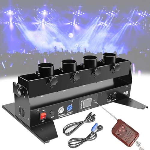 Máquina lanzadora de confeti eléctrica, máquina lanzadora de confeti de 4 cabezales, cañón de confeti DMX512/control remoto para bodas, discotecas, espectáculos, clubes, escenarios y fiestas