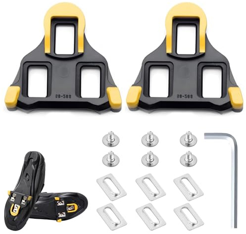 Premium SPD Cleats für Fahrradschuhe, Gelb | Kompatibel mit Shimano SPD-SL, rutschfeste Hochleistungs-Pedalklampen für Rennrad und Indoor-Bike