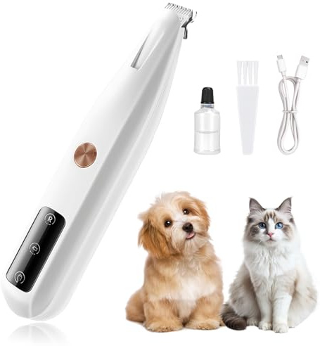 flintronic Pfotentrimmer für Katze & Hunde, Ultraleise Pfotentrimmer für Hunde, Hundepfoten Trimmer mit LED-Licht für Pfoten, Augen, Ohren, Gesicht, Körpe