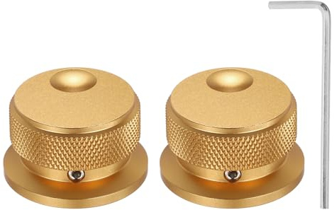 QUARKZMAN 2 Stück Aluminium Potentiometer Knöpfe, 1/4 (6mm) Universelle Lautstärke Tonregler Knöpfe mit ovaler Rillen-Anzeige für Gitarre, Gold(34x20mm)