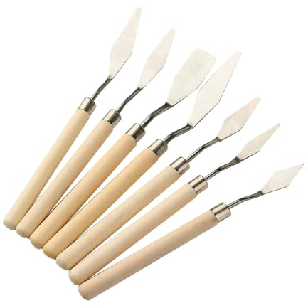 CYXZMYA 7-teiliges Spachtelset für Acryl-, Öl- und Gouachemalerei, Edelstahl Malmesser Set mit Holzgriff