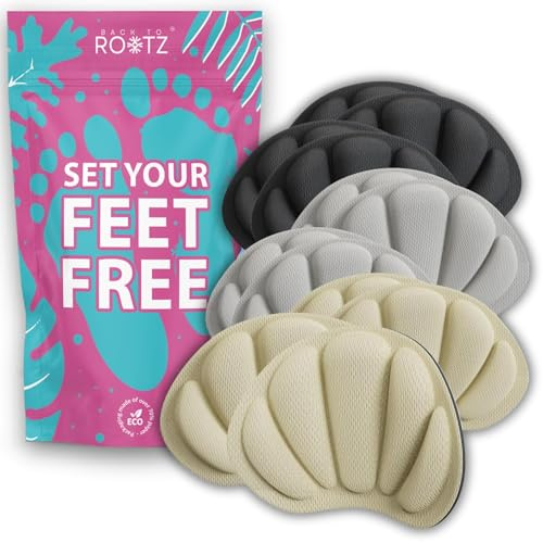 ROOTZ™ Cuscinetti Tallone Scarpe 12x – 6 Paia Assortiti (Grigio, Nero, Beige) – Spessori 0.5/0.7cm – Memory Foam, Anti-Vesciche, Adesivo Forte – Per Scarpe Grandi Uomo Donna (Multicolor)