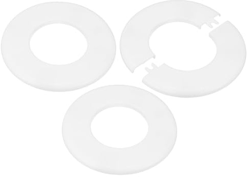 M METERXITY 3 Pcs Flangia A Parete Divisibile, ABS Round Copripiastra Autoadesivo Per Accessori/Tubi Da 63mm/2.48 Pollici Diametro, Copertura Per Pavimento [Bianco, 6.5mm/0.26 Pollici H]