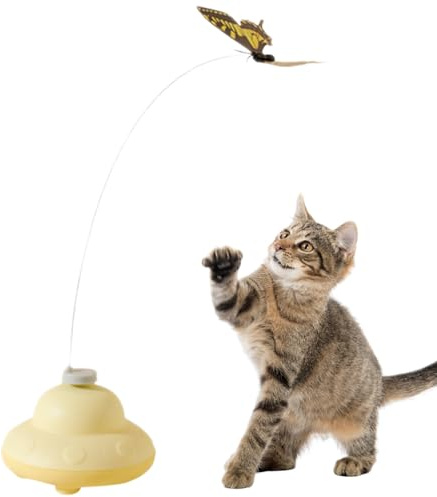 Genérico Juguete para Gatos con Mariposa | Juguetes Eléctricos Estimulantes para Gatos - Juegos para Mascotas De Enriquecimiento Mental Escalada Hogar Interior Exterior Viaje