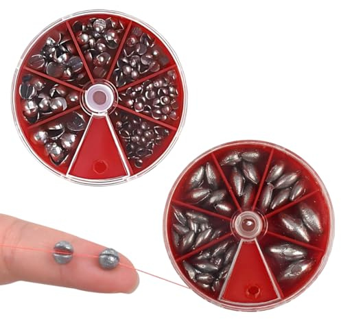 UIEXAY Plomos Pesca, 2 Cajas Plomada Pesca 60g Plomada de Pesca con Caja de Almacenamiento, Anzuelos Redondos, Pesca Amovible Reutilizable Ovalada, Para la Pesca de Agua Dulce y Salada