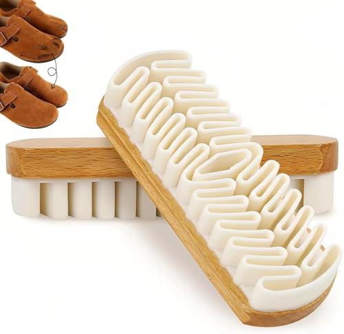 Cepillo para Gamuza,Cepillo para Zapatos De Ante, para Zapatos, Bolsos, Chaquetas, Carteras, SofáS con Mango De Madera, Borrador De Manchas (2PCS)