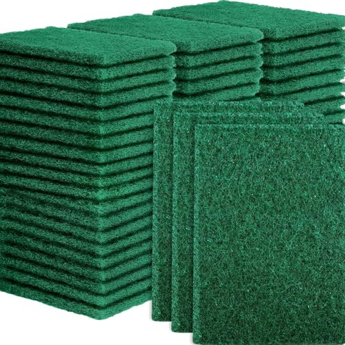 EOGRFW 40 Pcs Heavy Duty Scour Pads, Scouring Pads, Green, 4 X 5.95 Inch | Scrubbing Pads for Metal Grills and Kitchen Scrubbers, Non-Scratch Reusable Dish Scrubbing Pads for Kitchen Dishes Sink
