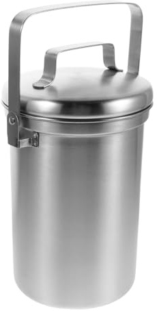 LOLIPPYY Poubelle Compost Cuisine INOX avec Couvercle et Poignée Bac à Compost Compact pour Déchets Alimentaires Seau de Cuisine de Table Moderne et Résistant