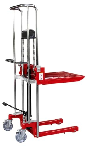 Transpallet Carrello elevatore idraulico manuale, capacità 400 kg, sollevamento 110 cm, con piastra di copertura rimovibile
