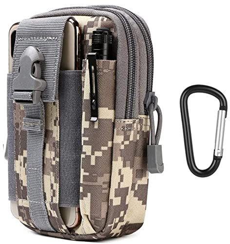 flintronic Taktische Hüfttaschen, Militär Kompakt Gürteltasche Multifunktional Bauchtasche Tasche Beutel für Camping Wandern Radfahren Klettern und Reisen Mit Karabiner #3 ACU-Tarnung