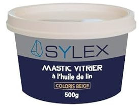 SYLEX - Mastic vitrier à l'huile de lin 500g - Conditionnement 500GR, Couleur BEIGE