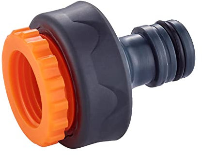 GRIFEMA GE1101 Premium Hahnverbinder für 1/2 Zoll und 3/4 Zoll, Wasserhahn Adapter mit Gewinde, Spritzfreier Wasserfluss, Frostsicher, Grau/Orange, Klein
